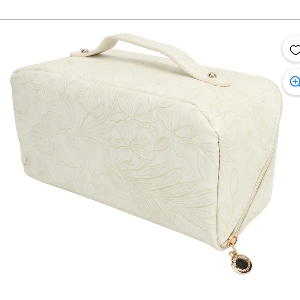 Elegant Floral Embossed‎ Cosmetic Bag Makeup Organizer Travel Toiletry Bag NWT - Picture 6 of 10